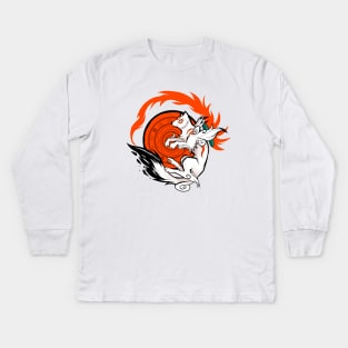 White Wolf Goddess Kids Long Sleeve T-Shirt